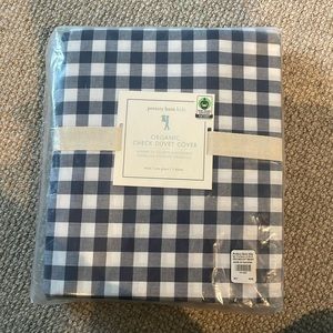 PB Kids Navy Gingham Twin Duvet